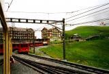 Trains on converter station on Kleine Scheidegg (2061 m)